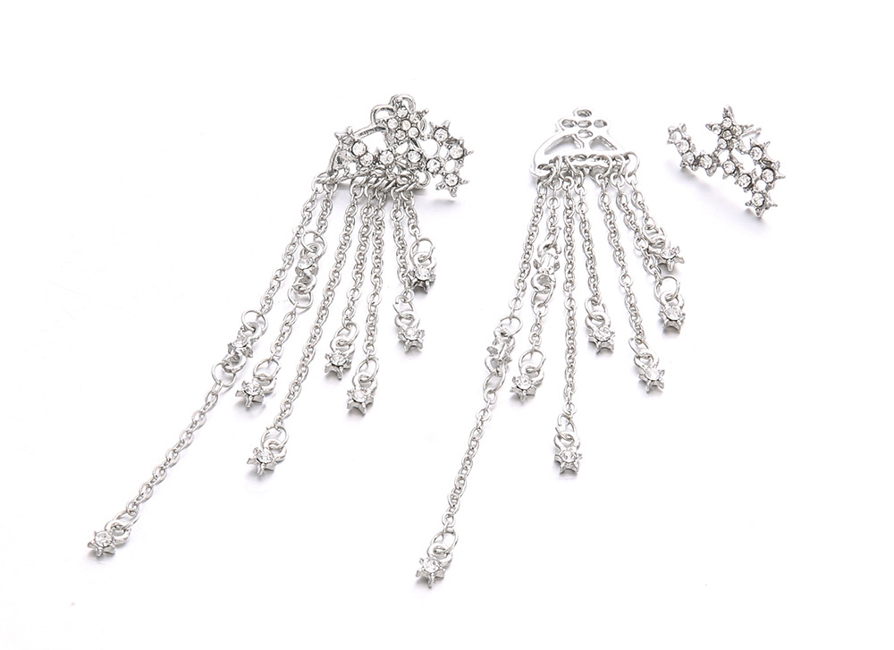 Femmes Mode Star Gland Alliage Strass Des Boucles D'oreilles Diamant Strass Artificiels Boucles D'oreilles display picture 5