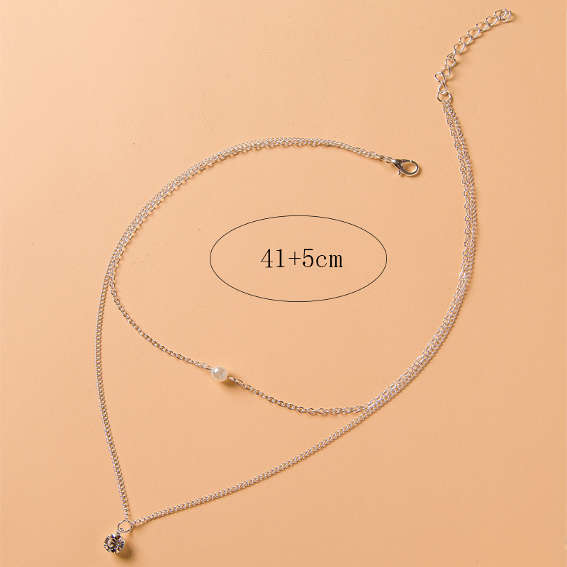 Wholesale Jewelry Fashion Solid Color Imitation Pearl Iron Rhinestones Layered Plating Necklace display picture 3