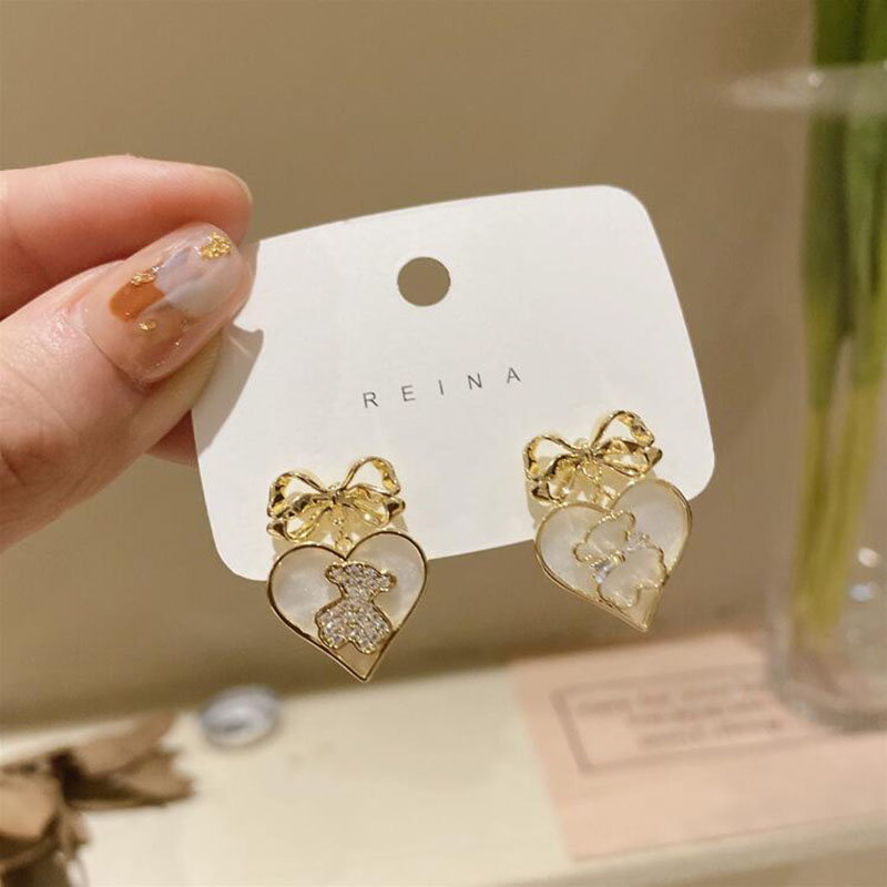 Women's Cute Heart Alloy Earrings Plating Rhinestones Earrings display picture 2