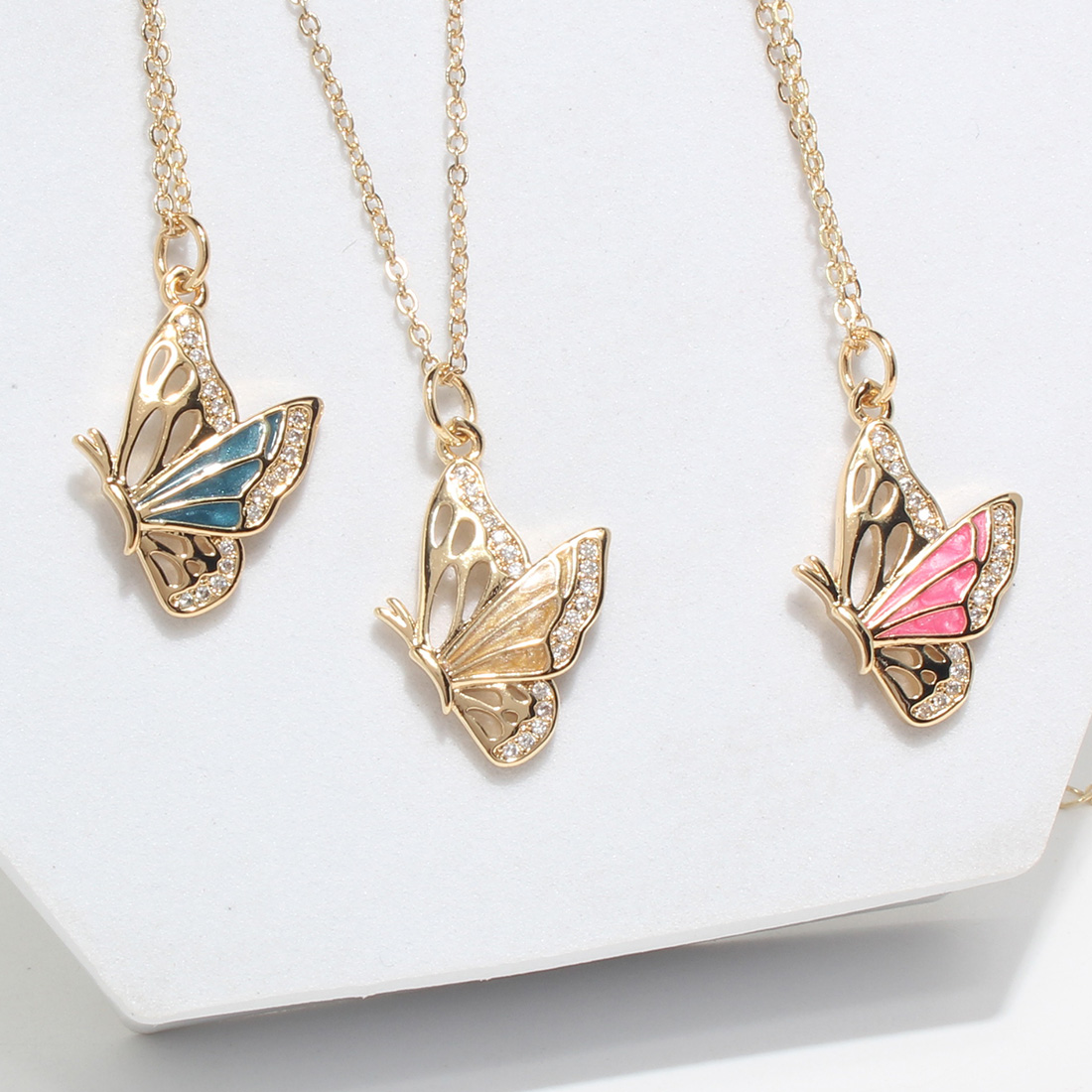 Sweet Butterfly Copper Necklace Inlay Zircon Copper Necklaces display picture 4