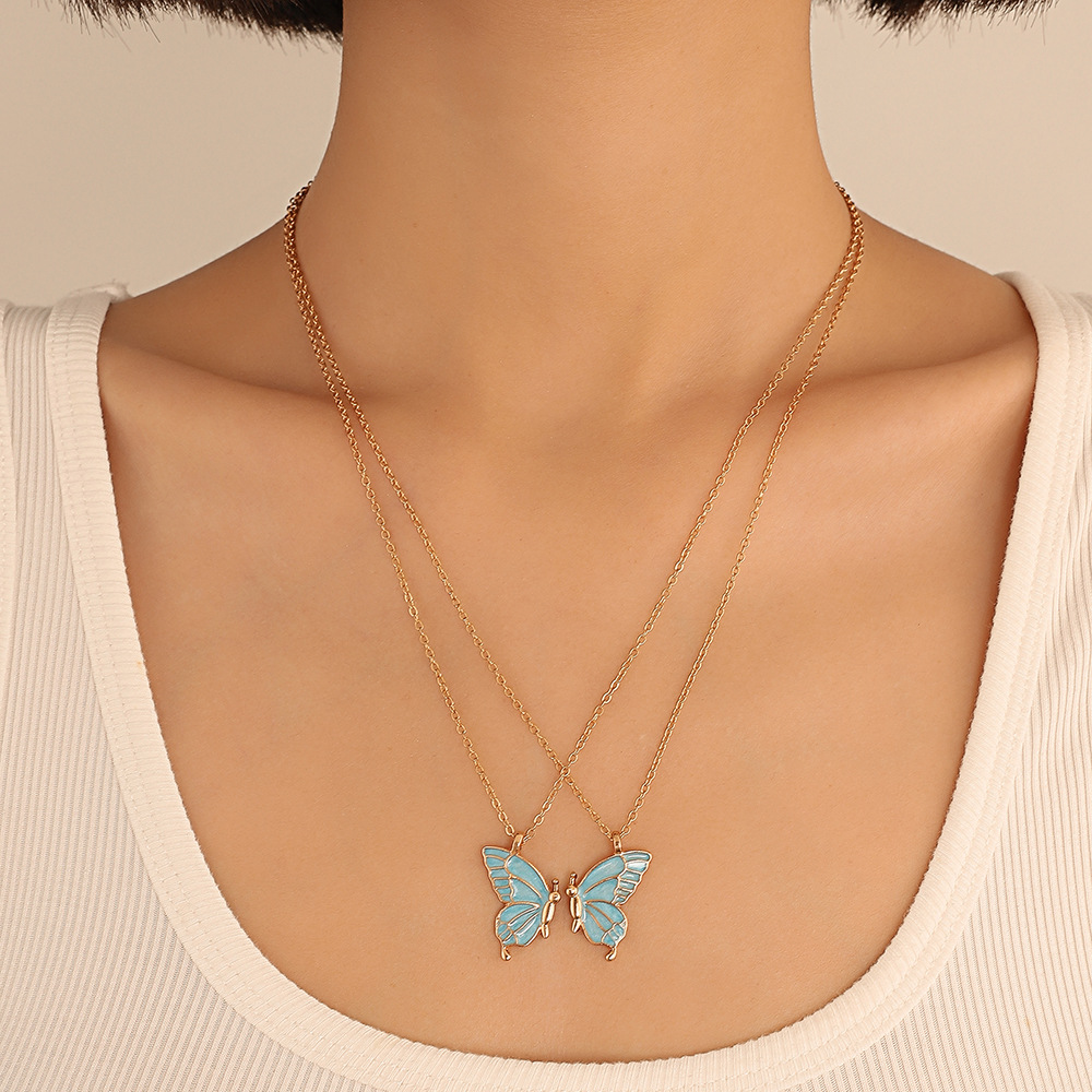 Fashion Butterfly Alloy Painted Plating Necklace display picture 1