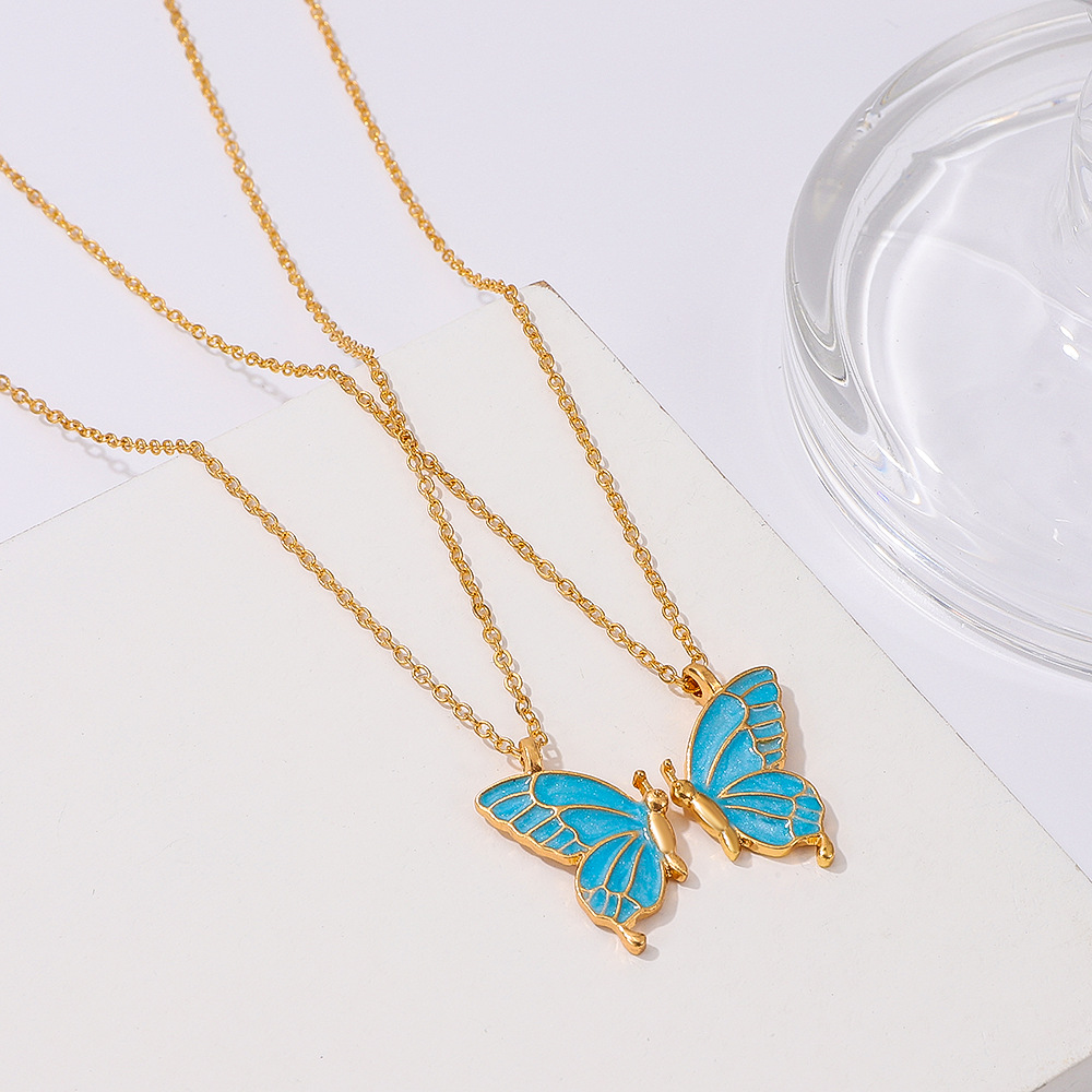 Fashion Butterfly Alloy Painted Plating Necklace display picture 4