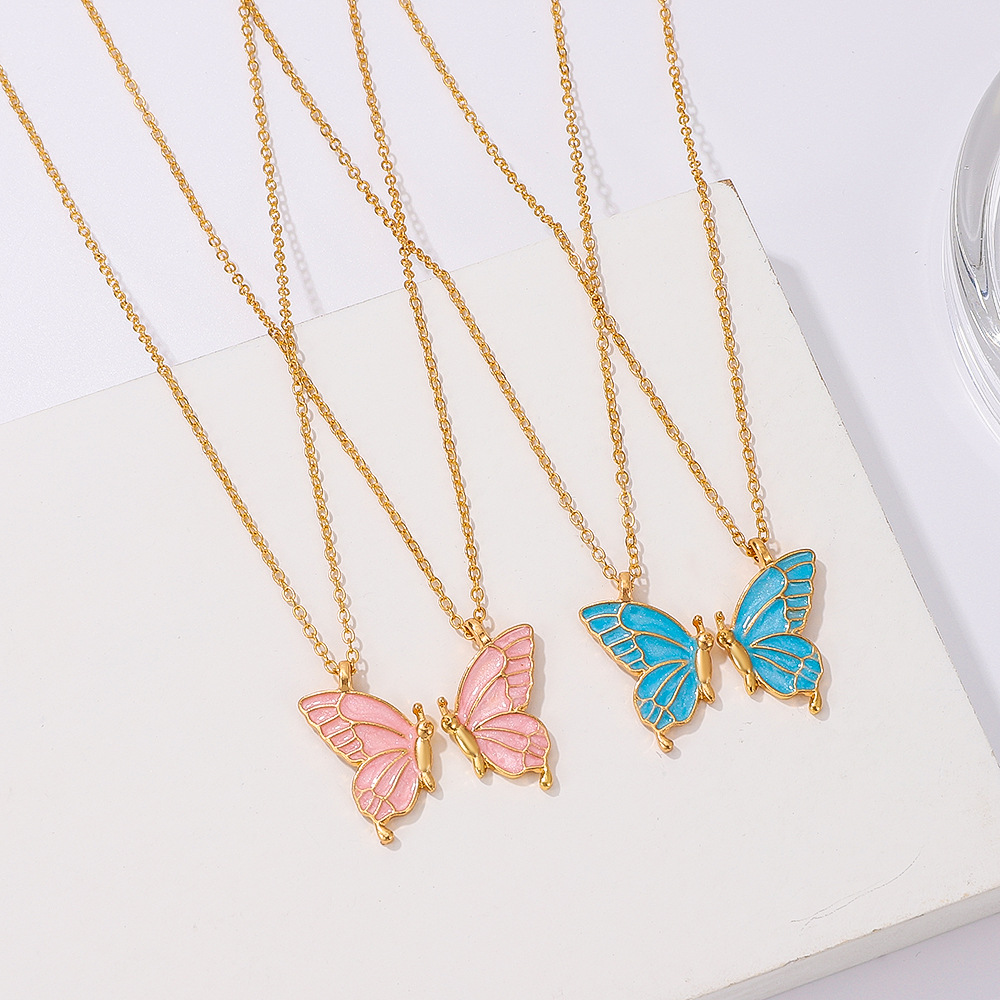 Fashion Butterfly Alloy Painted Plating Necklace display picture 5