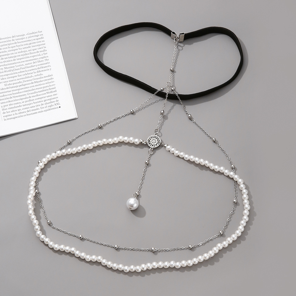 Mode Geometrisch Künstliche Perlen Legierung Überzug Körperkette display picture 4