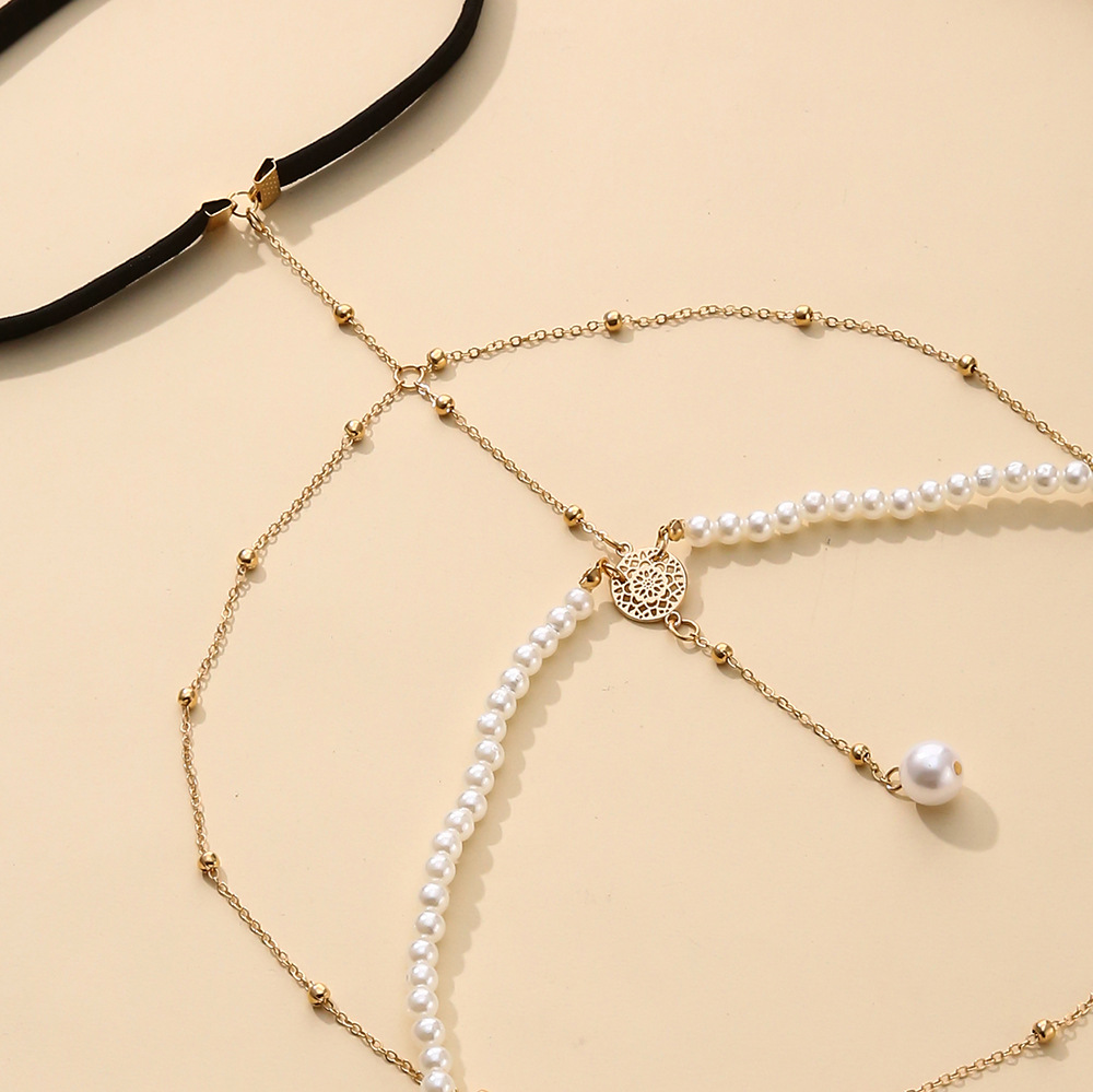 Mode Geometrisch Künstliche Perlen Legierung Überzug Körperkette display picture 5
