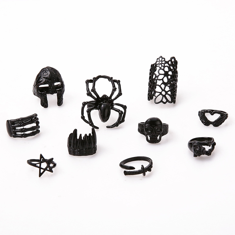 Spider Skull Alloy Paint No Inlaid Rings display picture 6