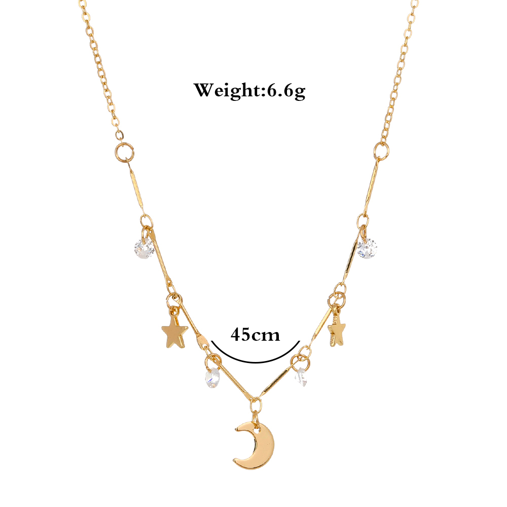 Simple Style Moon Alloy Plating Zircon Necklace display picture 2