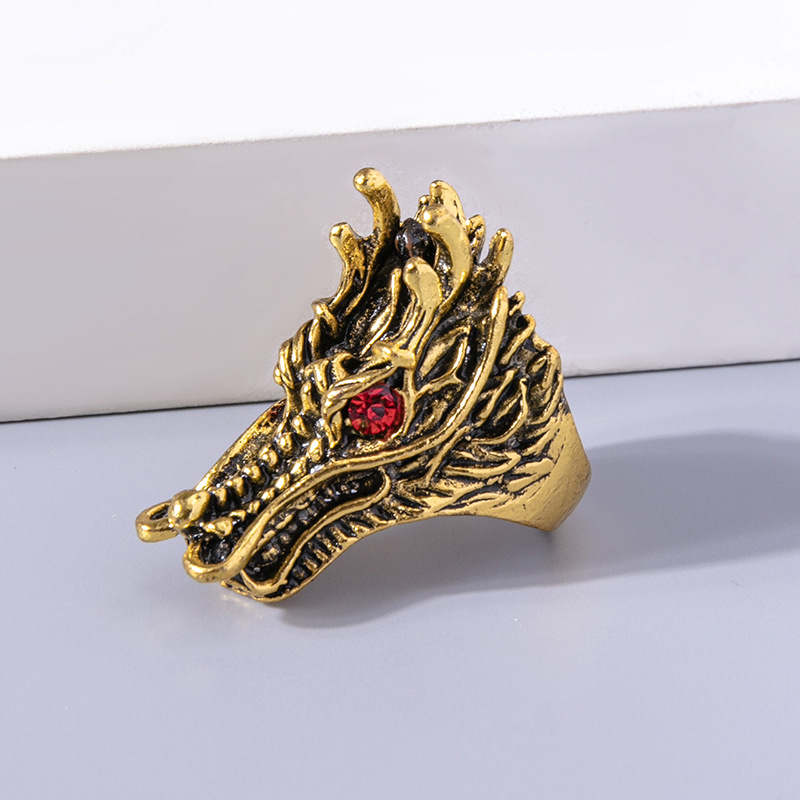 Men's Fashion Dragon Alloy Rings Plating Artificial Rhinestones Rings display picture 3