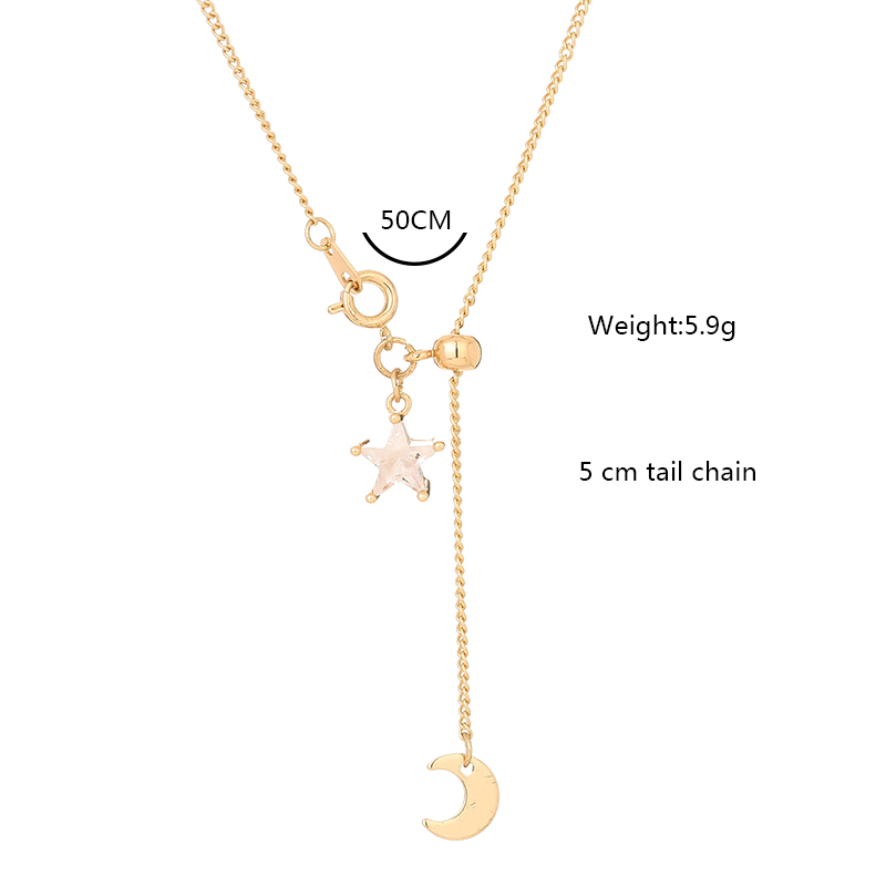 Simple Style Star Moon Alloy Plating Zircon Necklace 1 Piece display picture 2