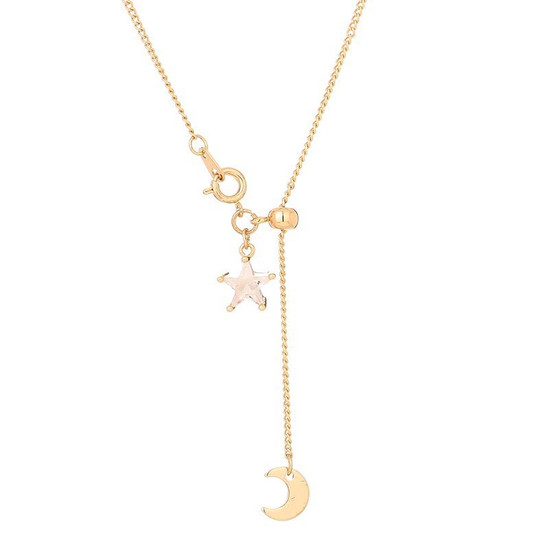 Simple Style Star Moon Alloy Plating Zircon Necklace 1 Piece display picture 3