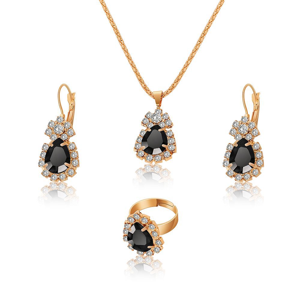 Simple Style Water Droplets Heart Shape Alloy Plating Inlay Rhinestones Gold Plated Women's Jewelry Set display picture 6