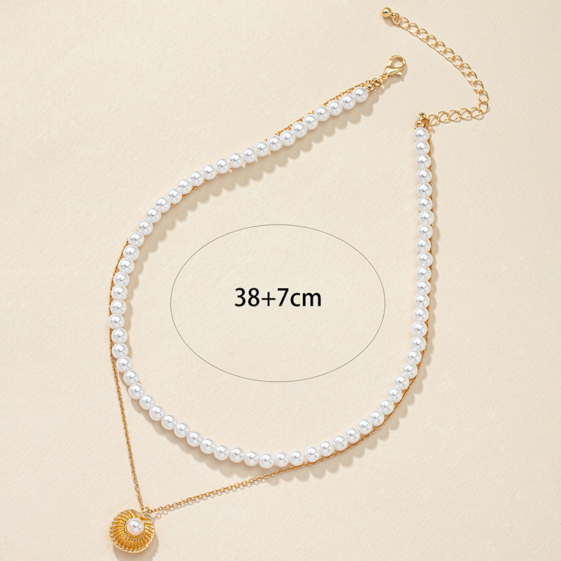 Fashion Shell Alloy Inlay Pearl Necklace display picture 3