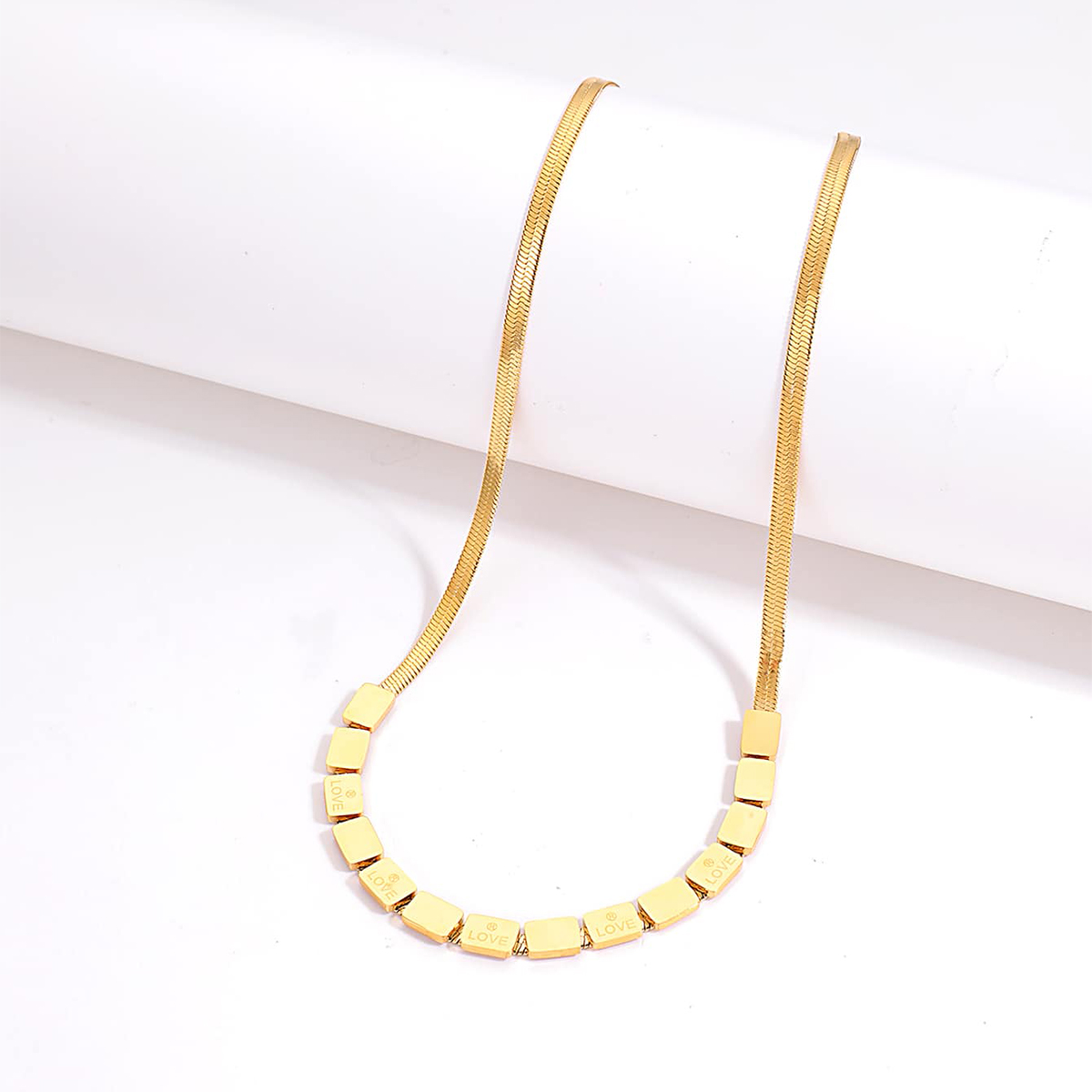 201 Edelstahl 18 Karat Vergoldet Einfacher Stil Überzug Quadrat Halskette display picture 2