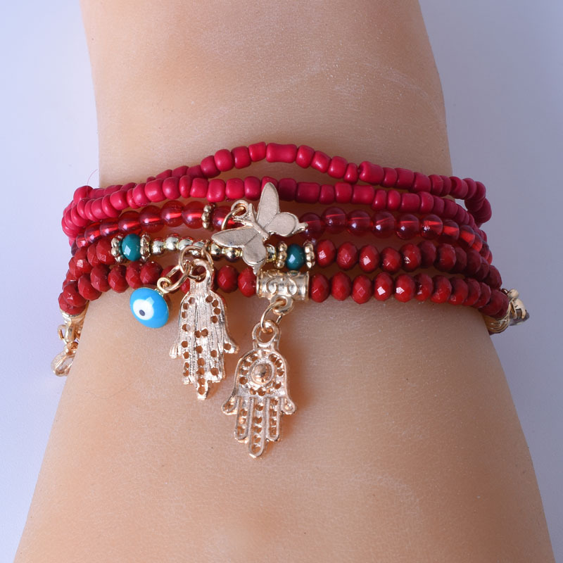 Casual Devil's Eye Anchor Butterfly Beaded Alloy Layered Plating No Inlaid Bracelets 1 Piece display picture 5
