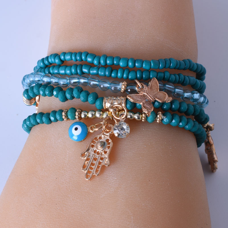 Casual Devil's Eye Anchor Butterfly Beaded Alloy Layered Plating No Inlaid Bracelets 1 Piece display picture 6