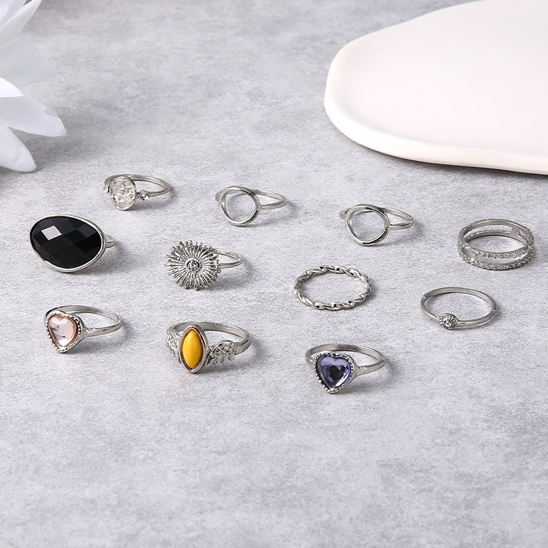 Modern Style Heart Alloy Plating Zircon Rings display picture 6