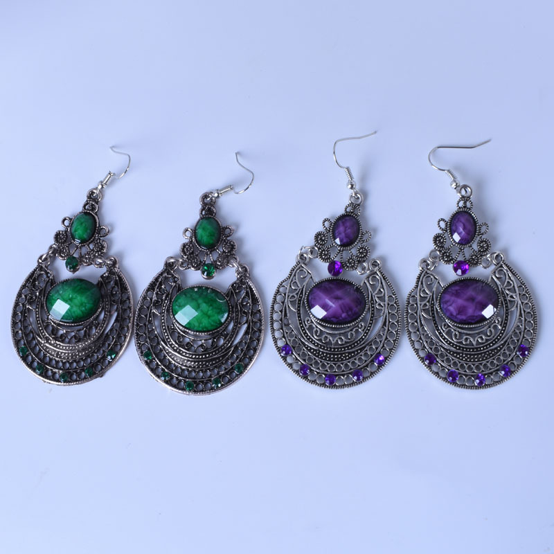 Ethnic Style Water Drop Alloy Plating Inlay Artificial Crystal Earrings display picture 2