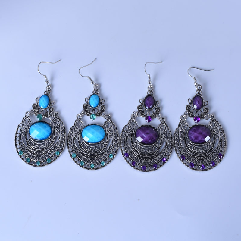 Ethnic Style Water Drop Alloy Plating Inlay Artificial Crystal Earrings display picture 6