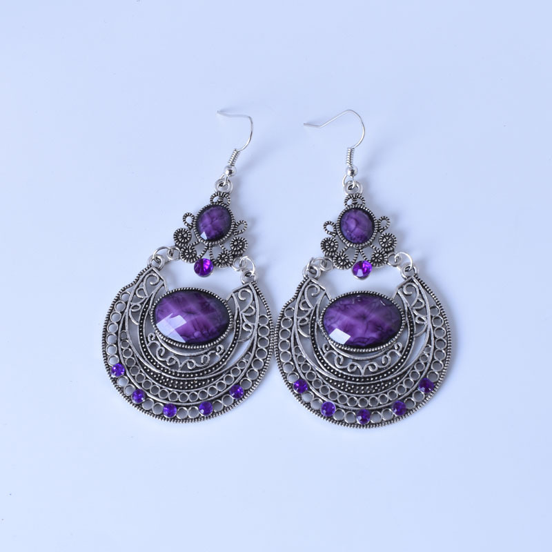 Ethnic Style Water Drop Alloy Plating Inlay Artificial Crystal Earrings display picture 1