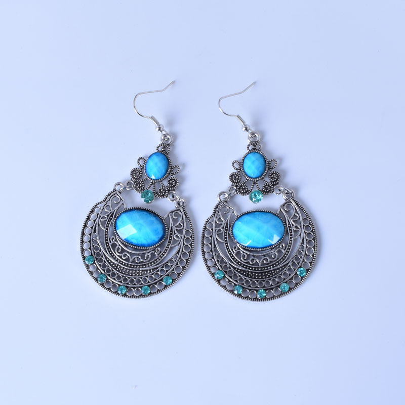Ethnic Style Water Drop Alloy Plating Inlay Artificial Crystal Earrings display picture 7