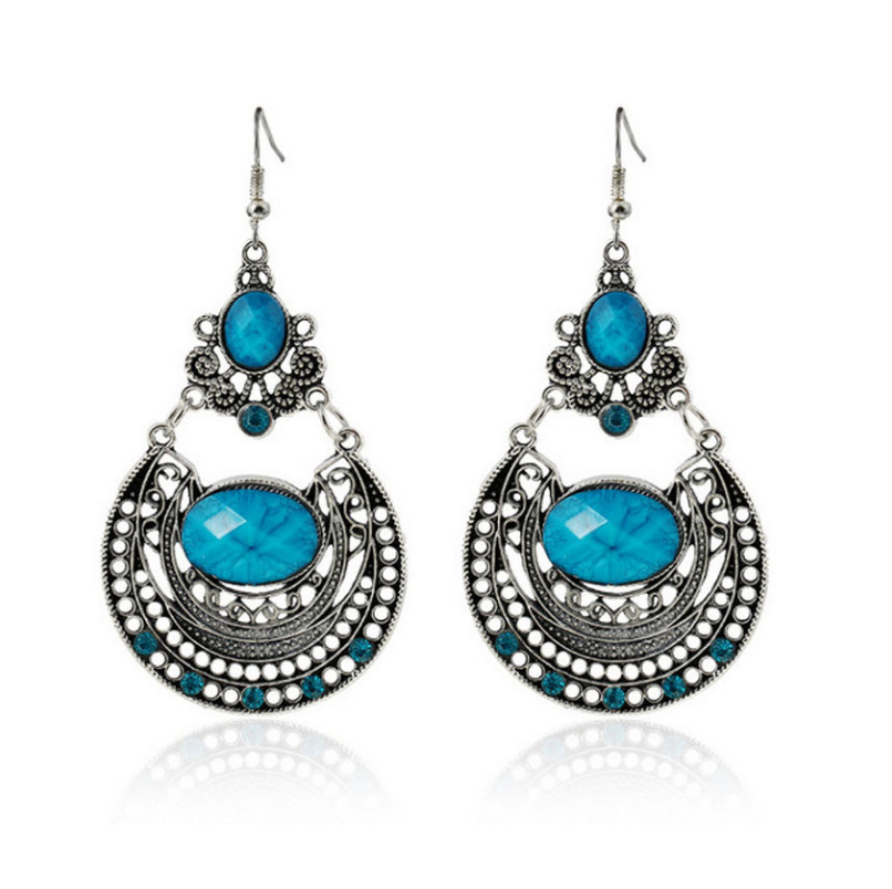 Ethnic Style Water Drop Alloy Plating Inlay Artificial Crystal Earrings display picture 9