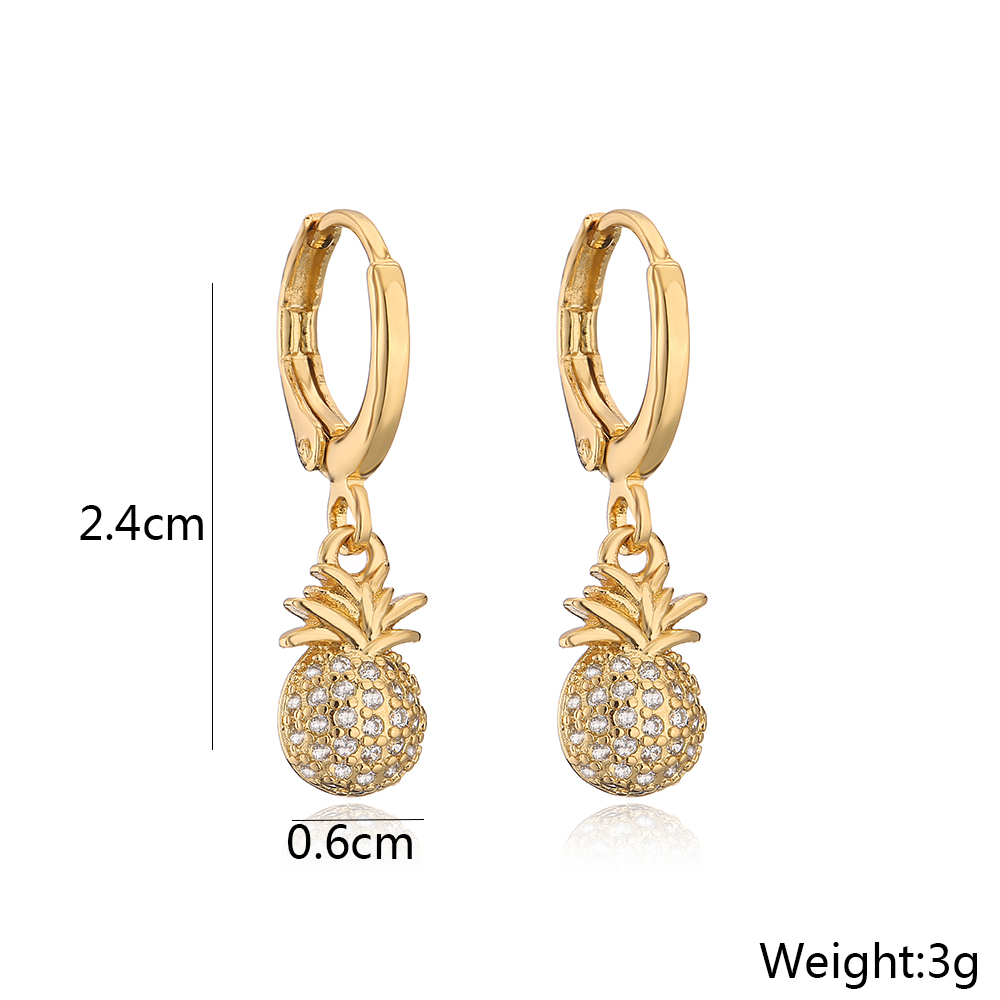 Women's Fashion Pineapple Fish Bone Copper Earrings Inlaid Zircon Zircon Copper Earrings display picture 6