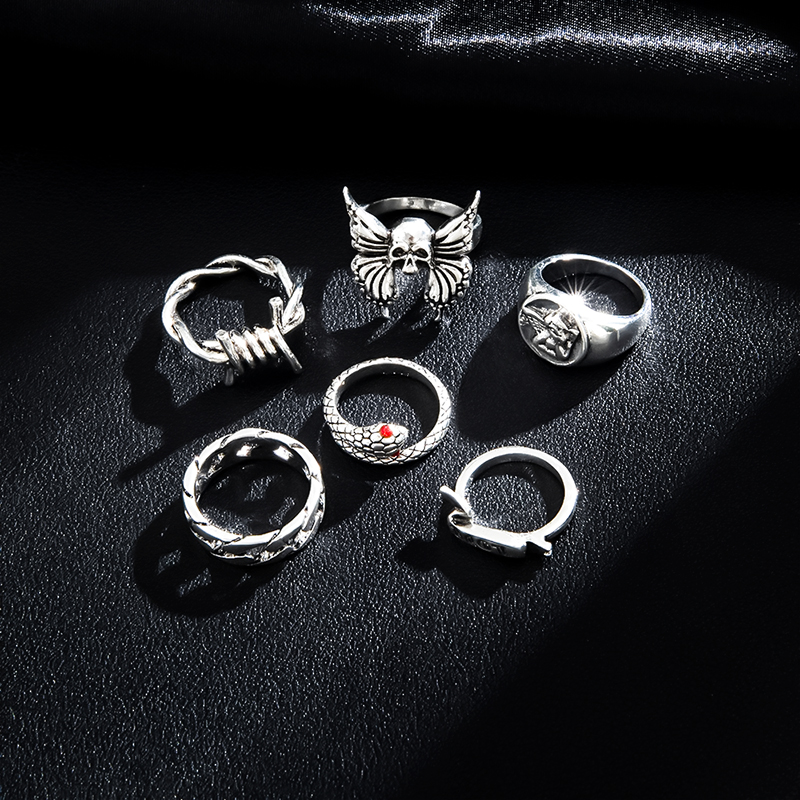 Punk Geometric Animal Skull Alloy No Inlaid Rings display picture 5