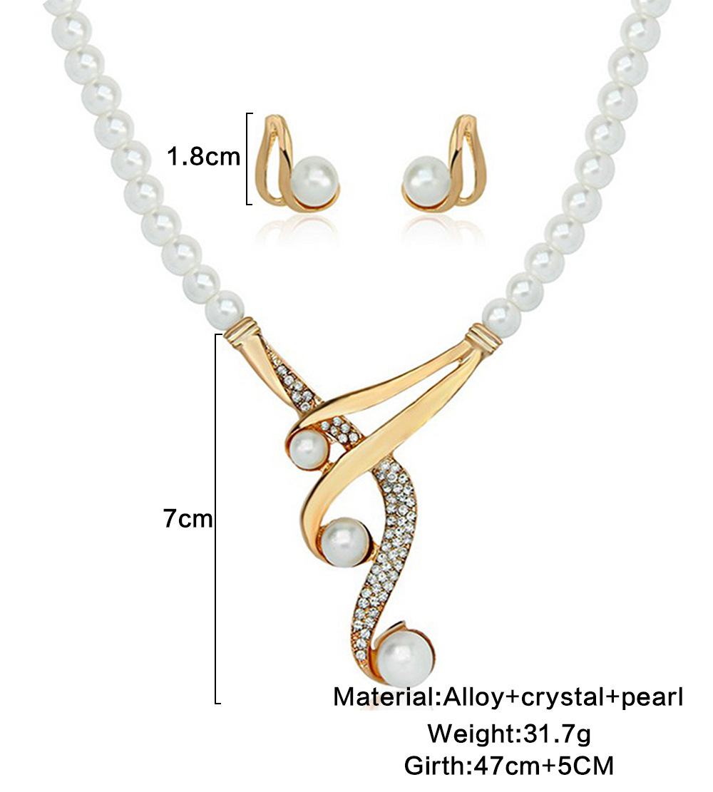 Fashion Geometric Alloy Plating Inlay Artificial Rhinestones Artificial Pearls Jewelry Set 1 Set display picture 2