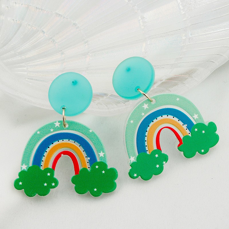 Women's Cute Clouds Rainbow Synthetic Resin Earrings Earrings display picture 4