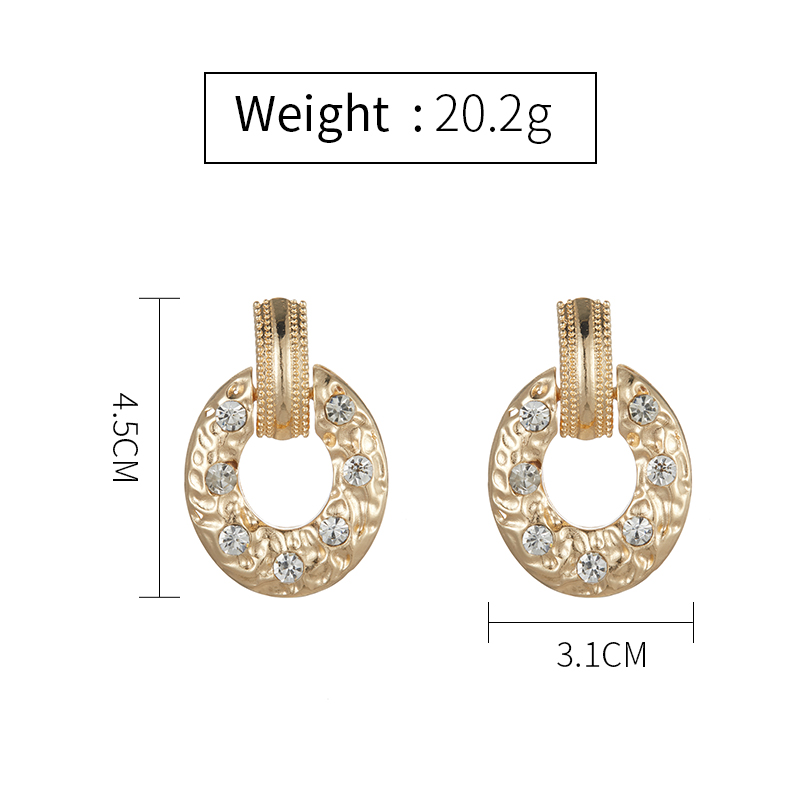 Women's Fashion Round Alloy Earrings Gold Plated Rhinestone Earrings display picture 2