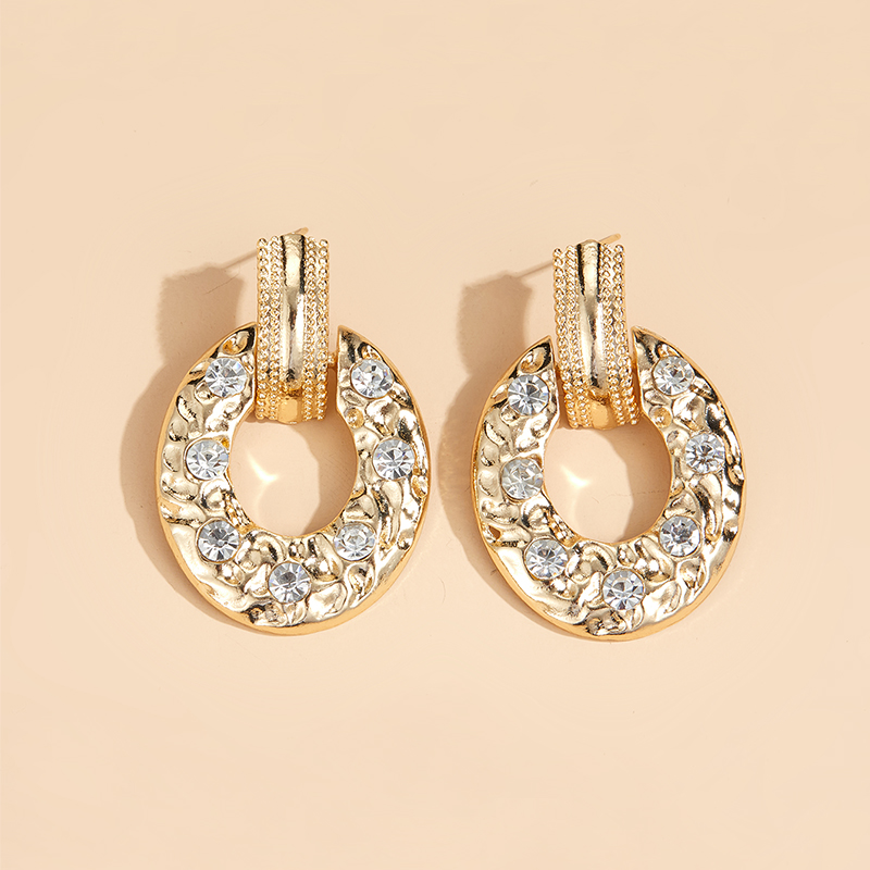 Femmes Mode Rond Alliage Des Boucles D'oreilles Plaqué Or Strass Boucles D'oreilles display picture 3