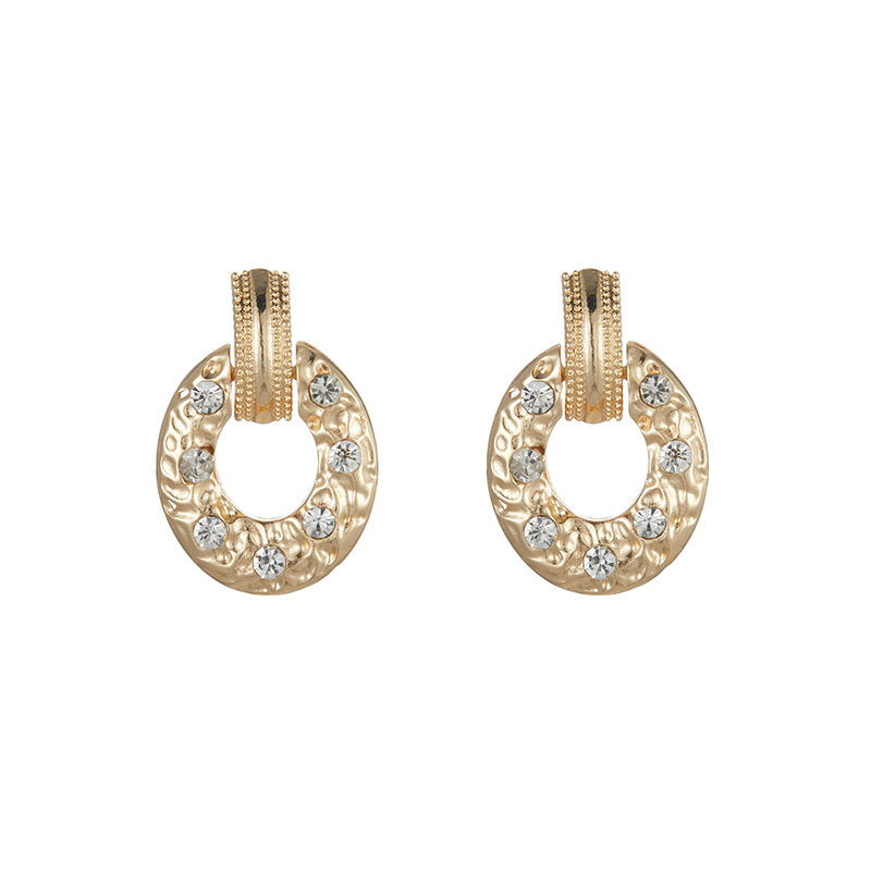 Women's Fashion Round Alloy Earrings Gold Plated Rhinestone Earrings display picture 6
