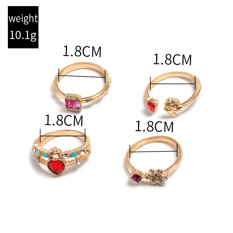 Women's Sweet Heart Flower Alloy Rings Zircon Stainless Steel Rings display picture 2