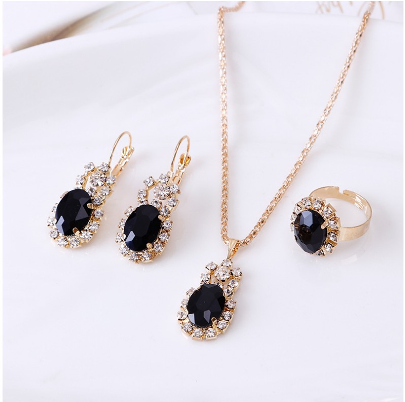 Formal Oval Rhinestone Glass Artificial Rhinestones Women's Rings Earrings Necklace display picture 3