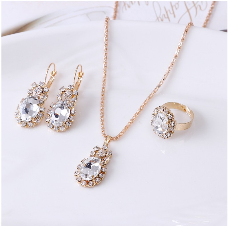 Formal Oval Rhinestone Glass Artificial Rhinestones Women's Rings Earrings Necklace display picture 5