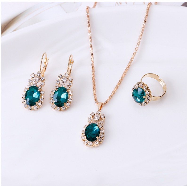 Formal Oval Rhinestone Glass Artificial Rhinestones Women's Rings Earrings Necklace display picture 4