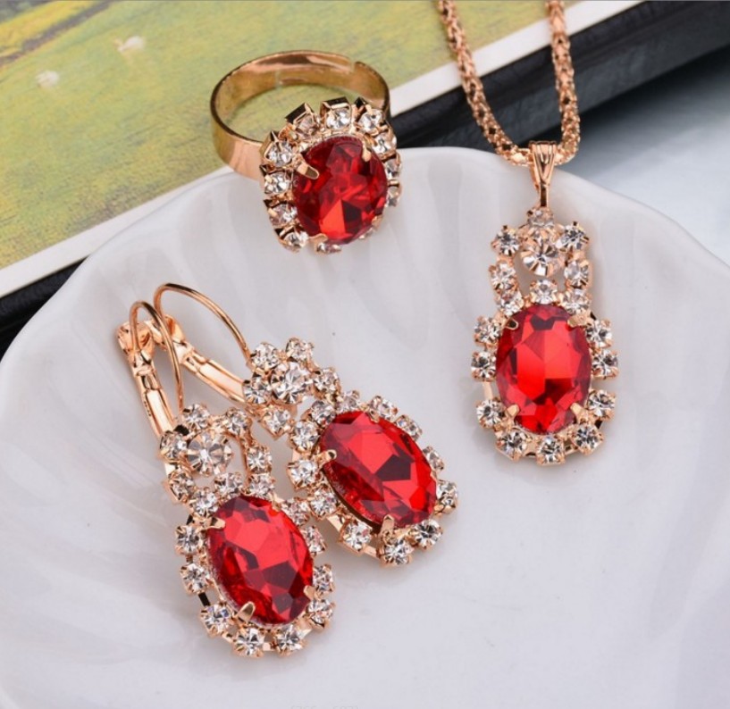 Formal Oval Rhinestone Glass Artificial Rhinestones Women's Rings Earrings Necklace display picture 7