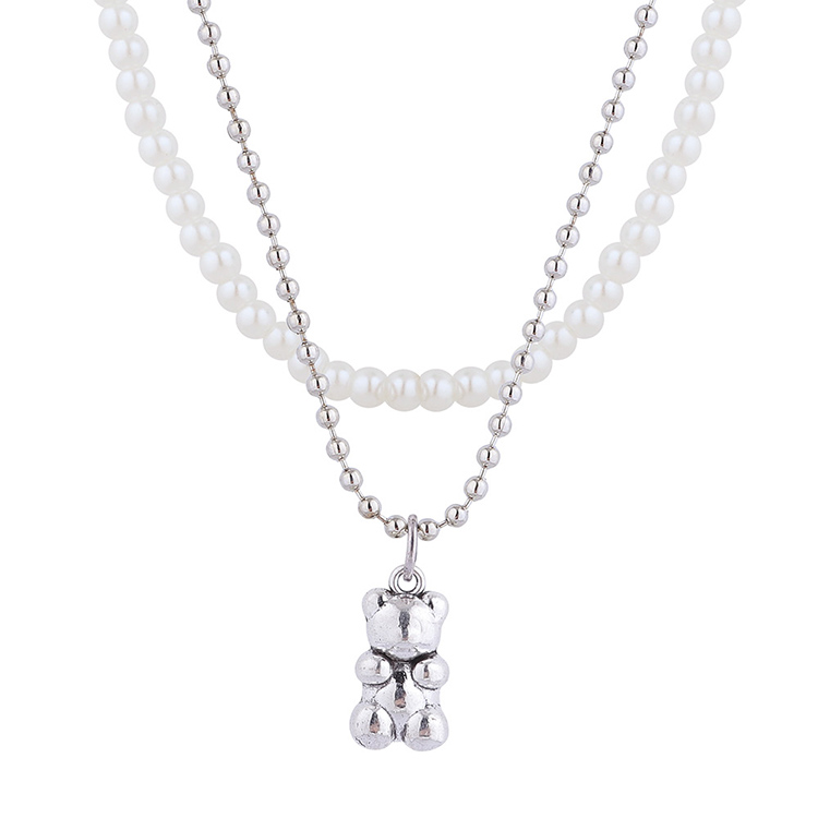 Fashion Bear Alloy Artificial Pearls Pendant Necklace display picture 2