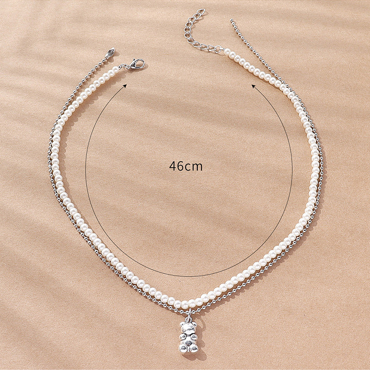 Fashion Bear Alloy Artificial Pearls Pendant Necklace display picture 3