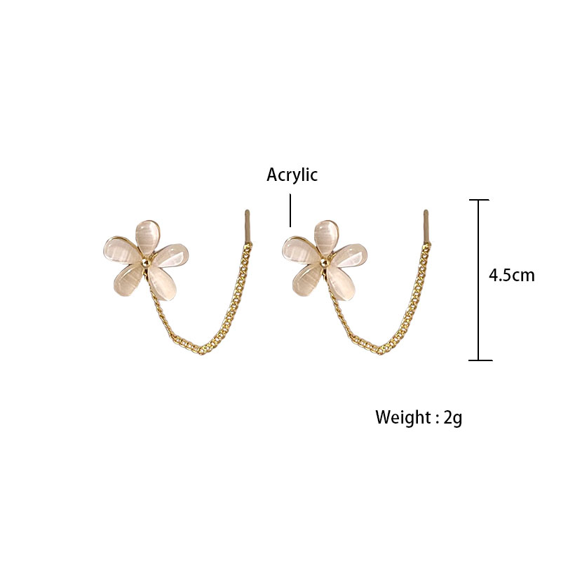 Women's Korean Style Flower Alloy Earrings Tassel Opal Earrings display picture 1