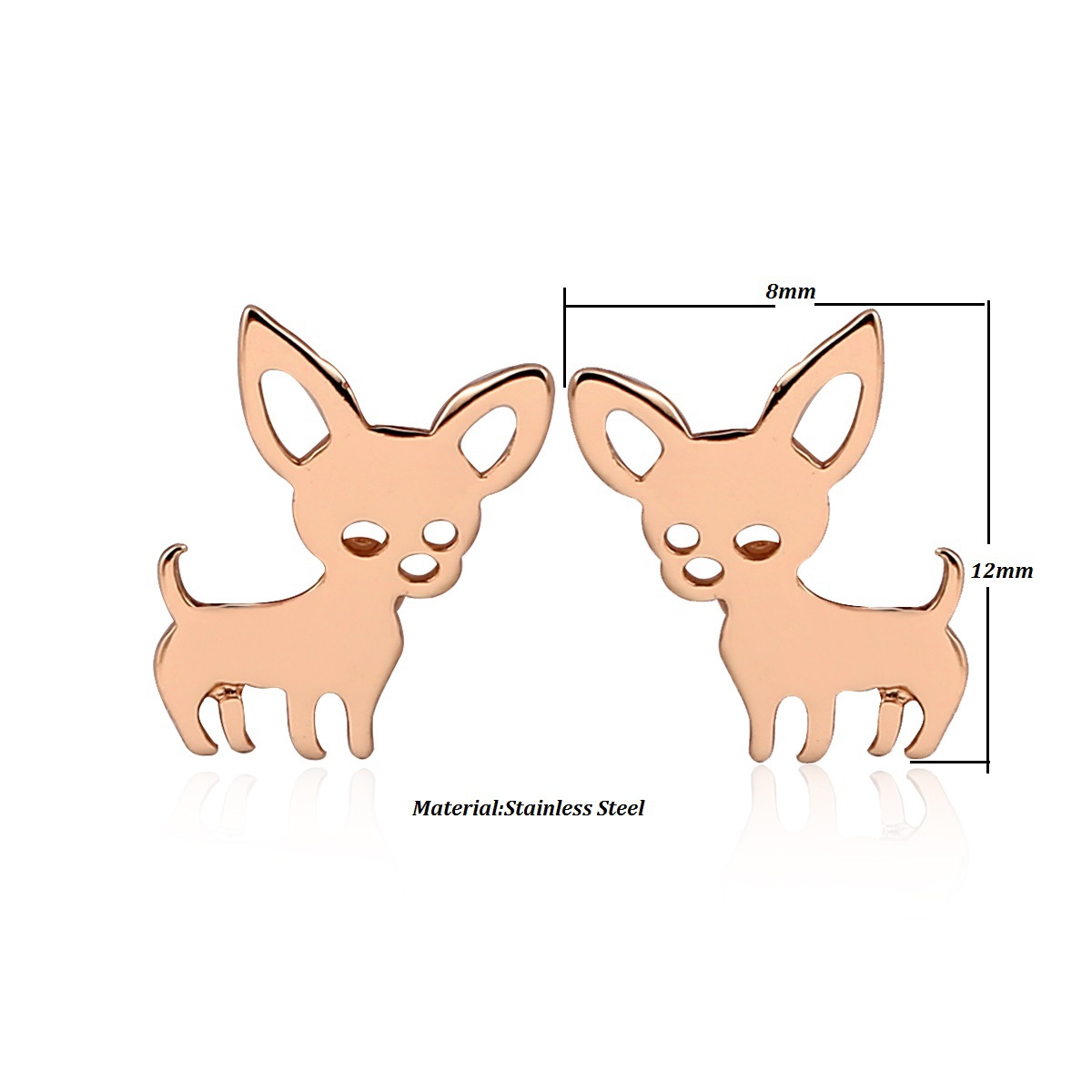 Women's Simple Style Dog Stainless Steel No Inlaid Ear Studs Stainless Steel Earrings display picture 2