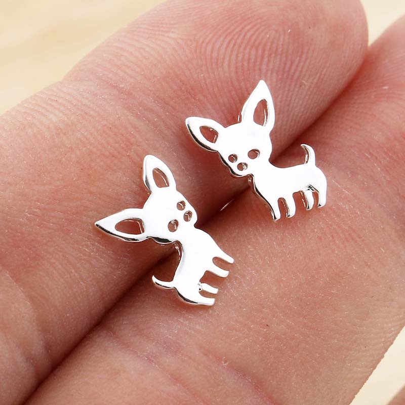 Women's Simple Style Dog Stainless Steel No Inlaid Ear Studs Stainless Steel Earrings display picture 4