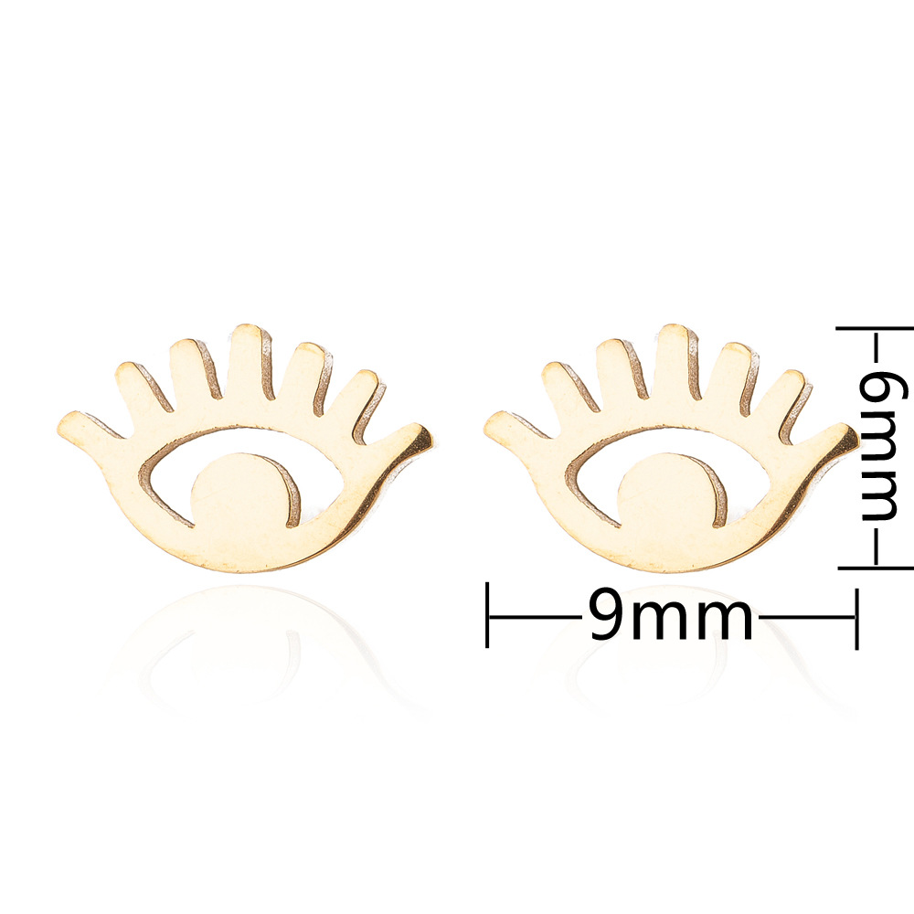 Women's Fashion Eye Metal No Inlaid Ear Studs Plating Stainless Steel Earrings display picture 3