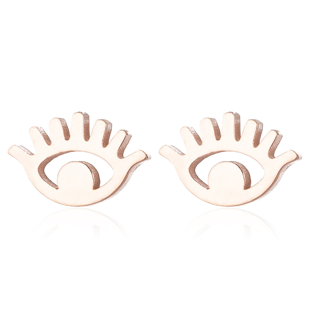 Women's Fashion Eye Metal No Inlaid Ear Studs Plating Stainless Steel Earrings display picture 1