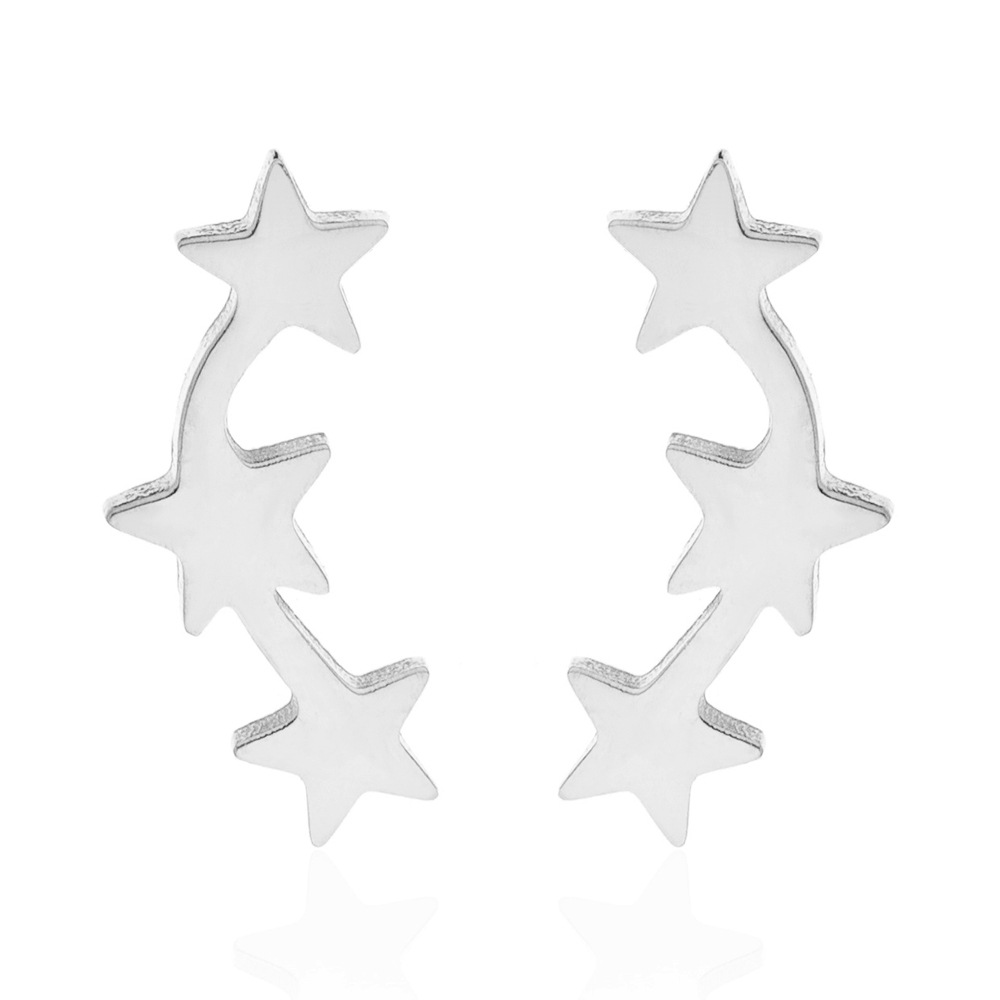 Women's Simple Style Korean Style Star Stainless Steel No Inlaid Ear Studs Stainless Steel Earrings display picture 1