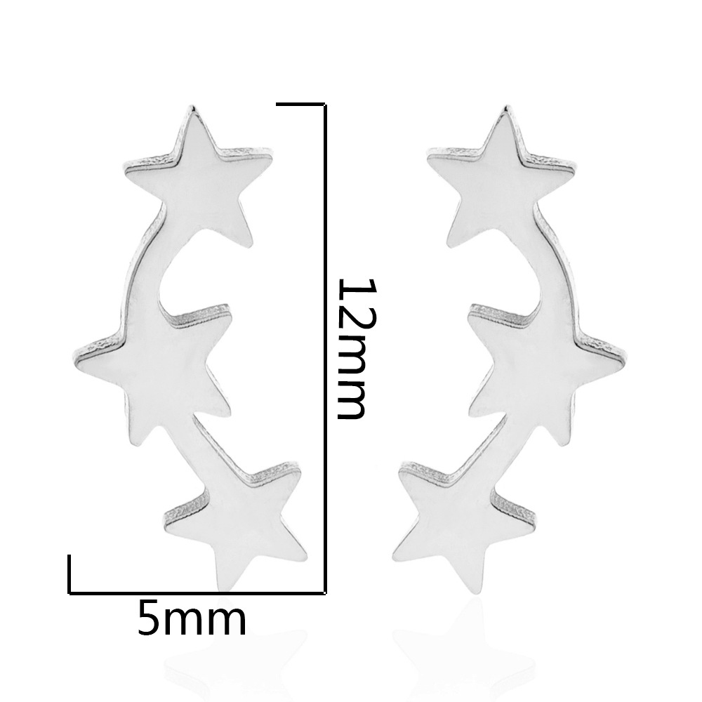 Women's Simple Style Korean Style Star Stainless Steel No Inlaid Ear Studs Stainless Steel Earrings display picture 3