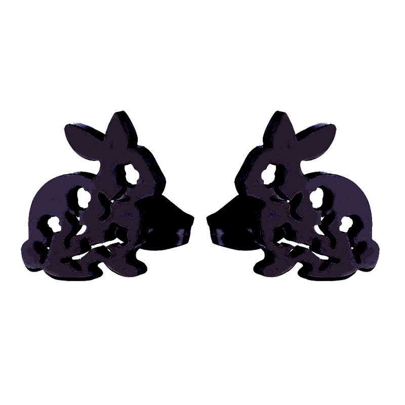 Women's Simple Style Rabbit Stainless Steel No Inlaid Ear Studs Hollow Out Stainless Steel Earrings display picture 3