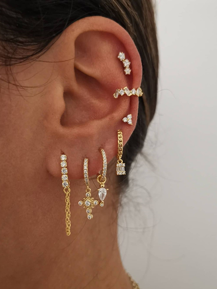 Women's Fashion Geometric Copper Earrings Gold Plated Inlaid Zircon Zircon Copper Earrings display picture 1