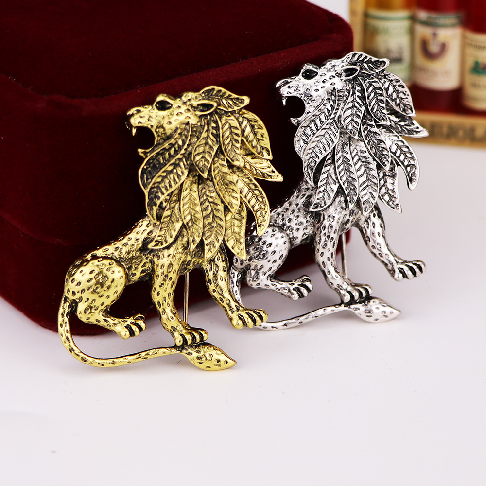 Retro Lion Zinc Plating No Inlaid Men'S Brooches display picture 4