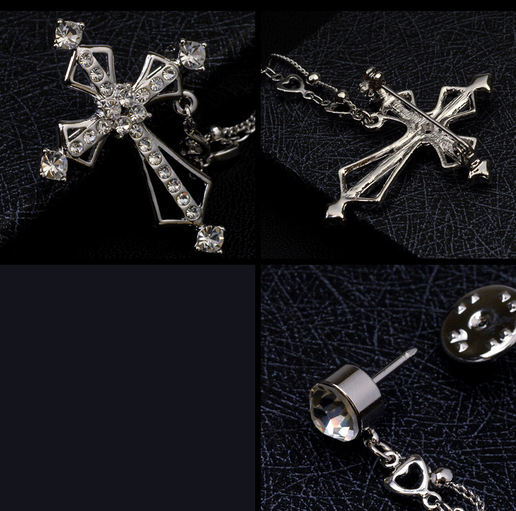 Fashion Cross Alloy Diamond Artificial Rhinestones Brooches display picture 4